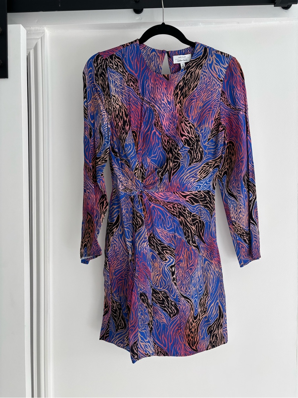 & Other Stories Blue, Pink & Black Twist-Detail Long Sleeve Mini Dress